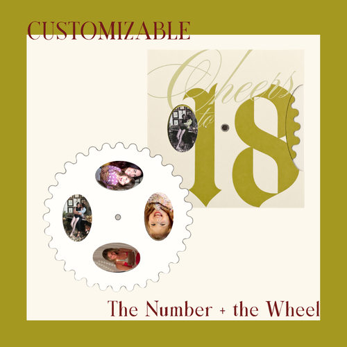 Cricut birthday card template for creating an interactive rotating birthday card personalized with photos and birthday age.