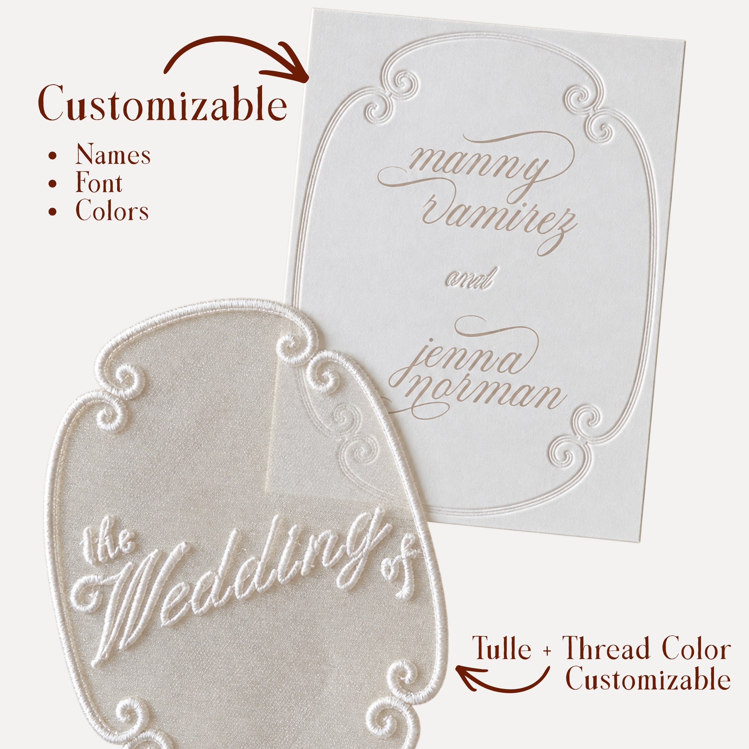 custom embroidered wedding invitation