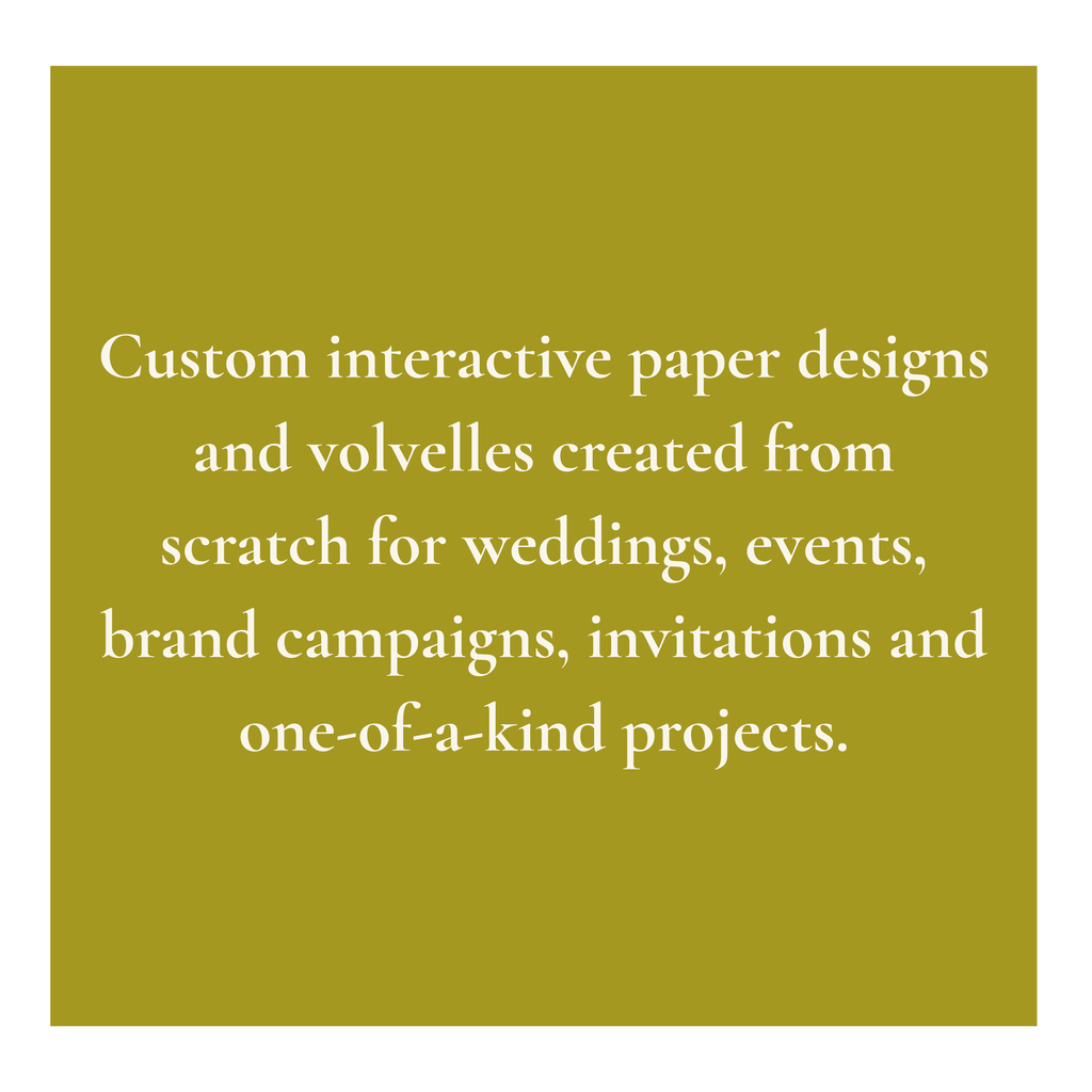 Custom Paper Crafts and Designs for brand campaigns, weddings, and events. One of a kind personal projects