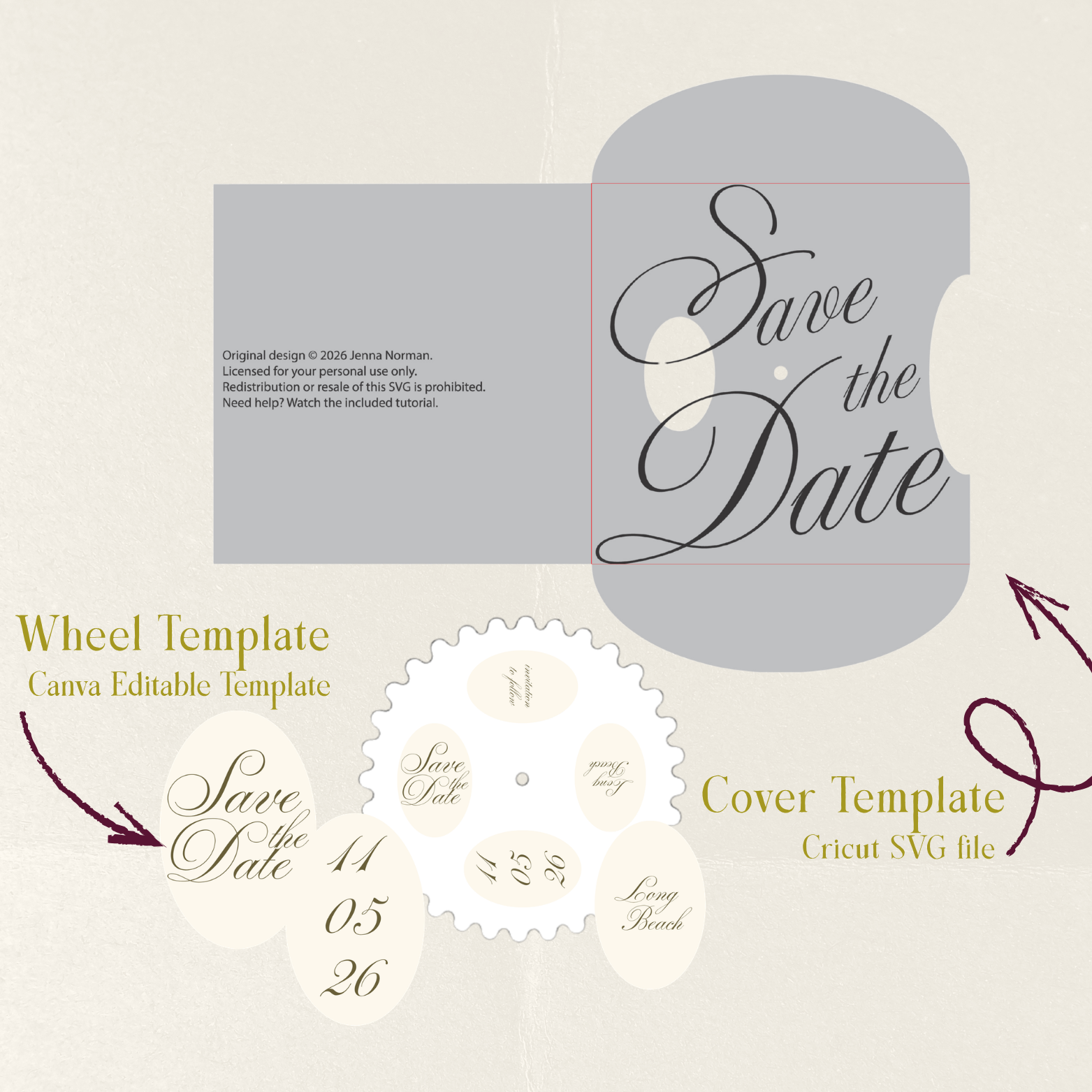 Digital Download SVG Cricut File for Save the Date Wedding Invitation