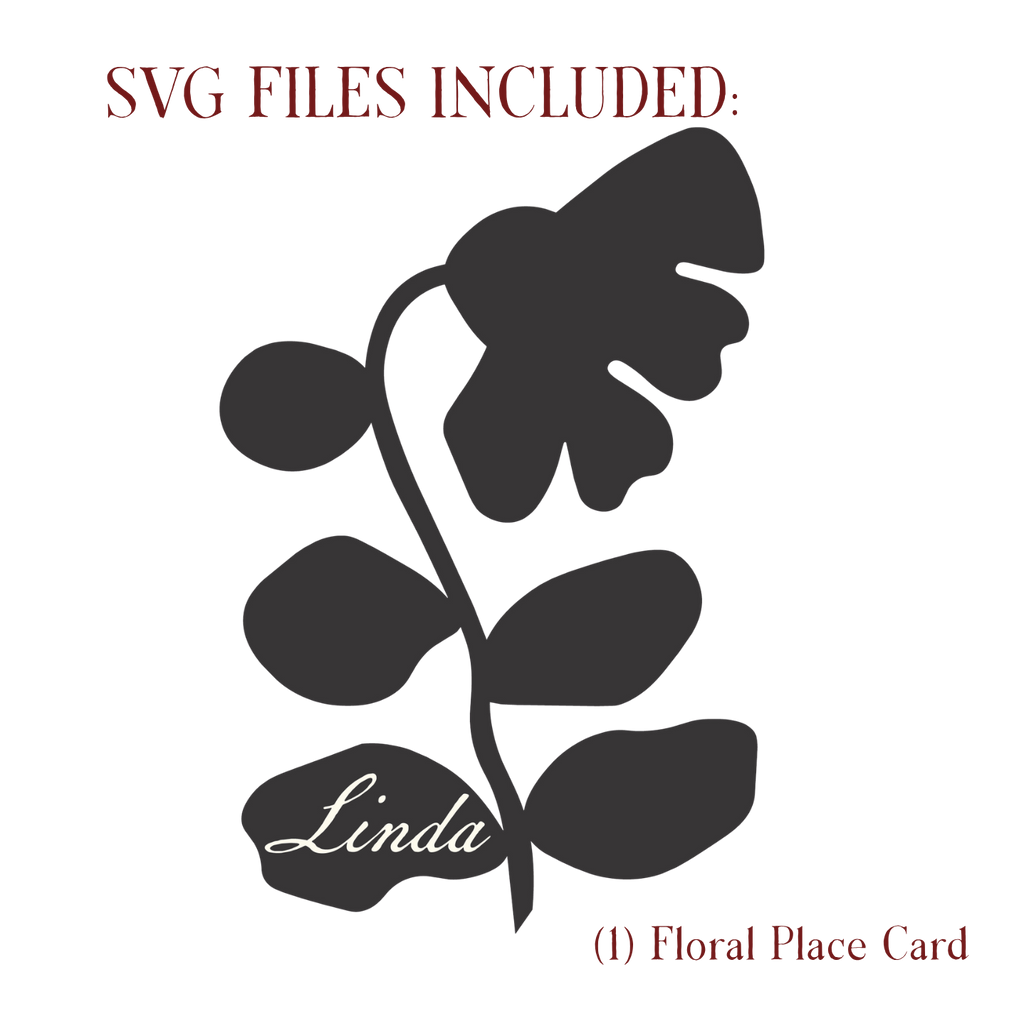 SVG file for metallic place card for wedding reception plates