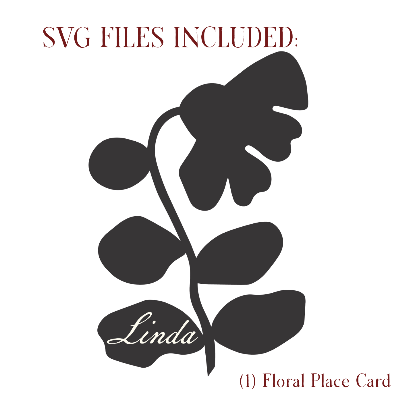 SVG file for metallic place card for wedding reception plates