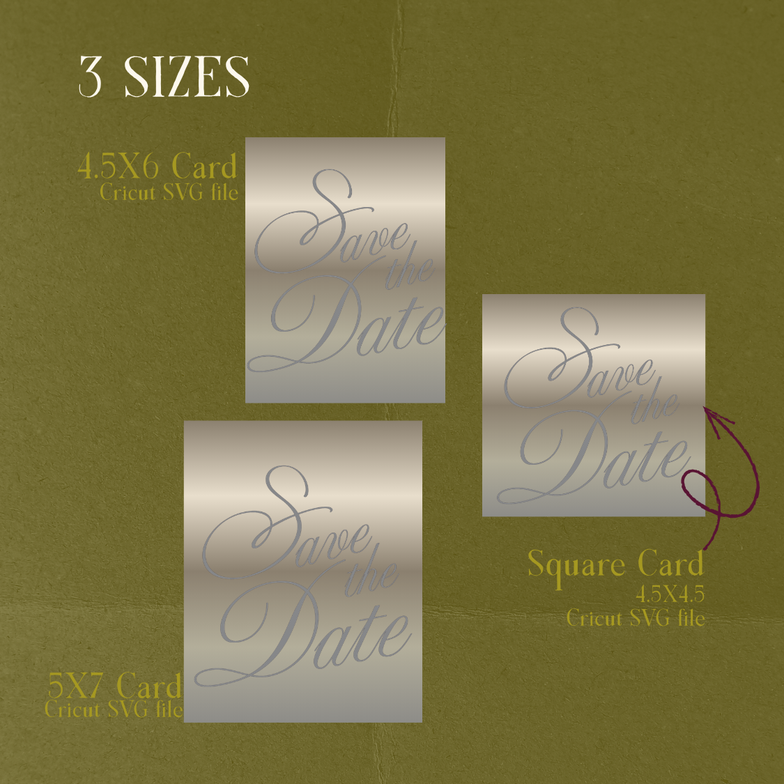 Metallic silver Save the Date on wedding stationery