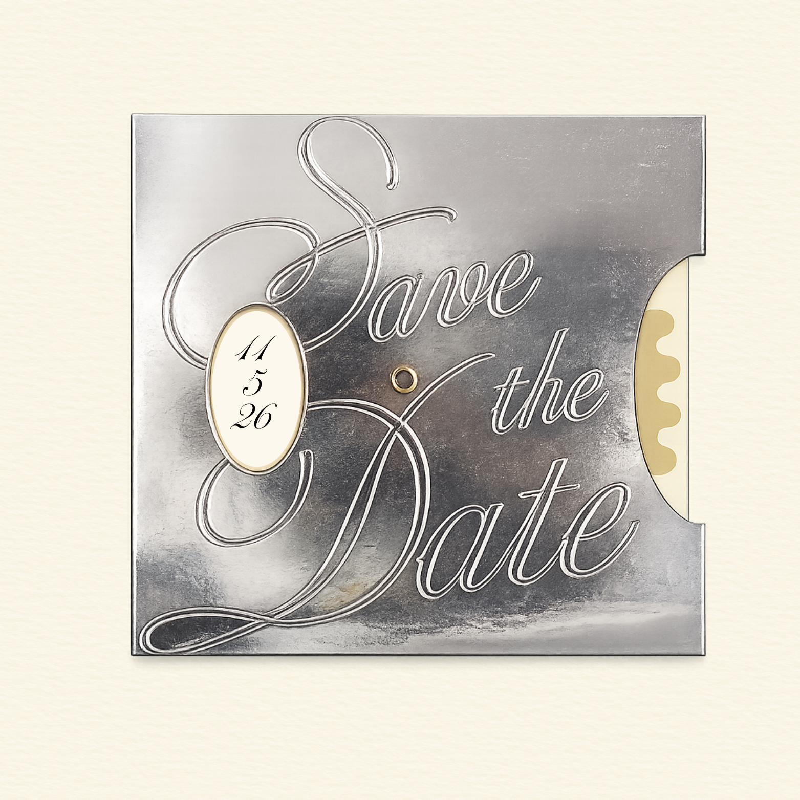 Metallic Save The Date Wedding Invitation Interactive Modern Cool Bride Card