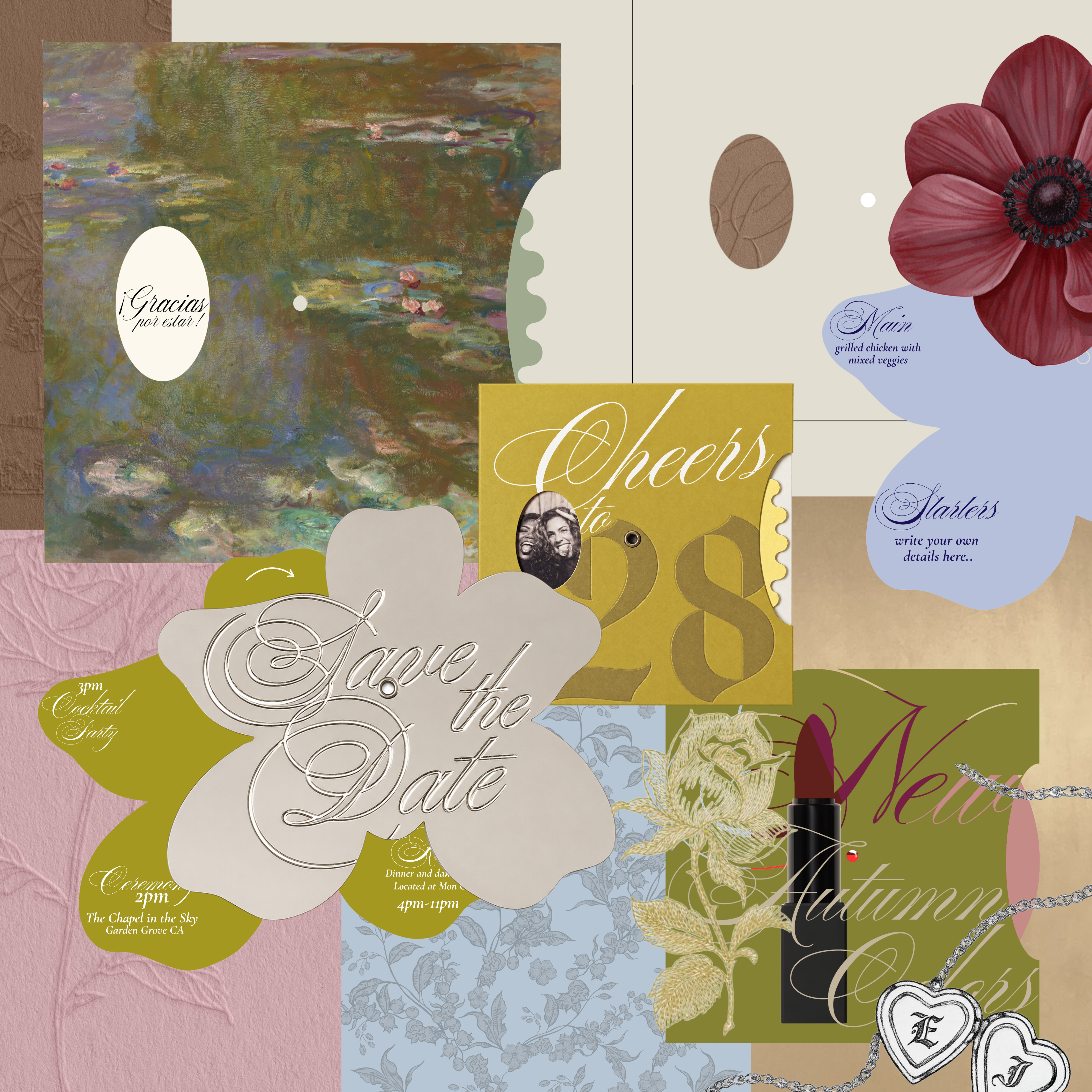 Custom interactive wedding invitation and save the date volvelle designs by Kitchen Cricket