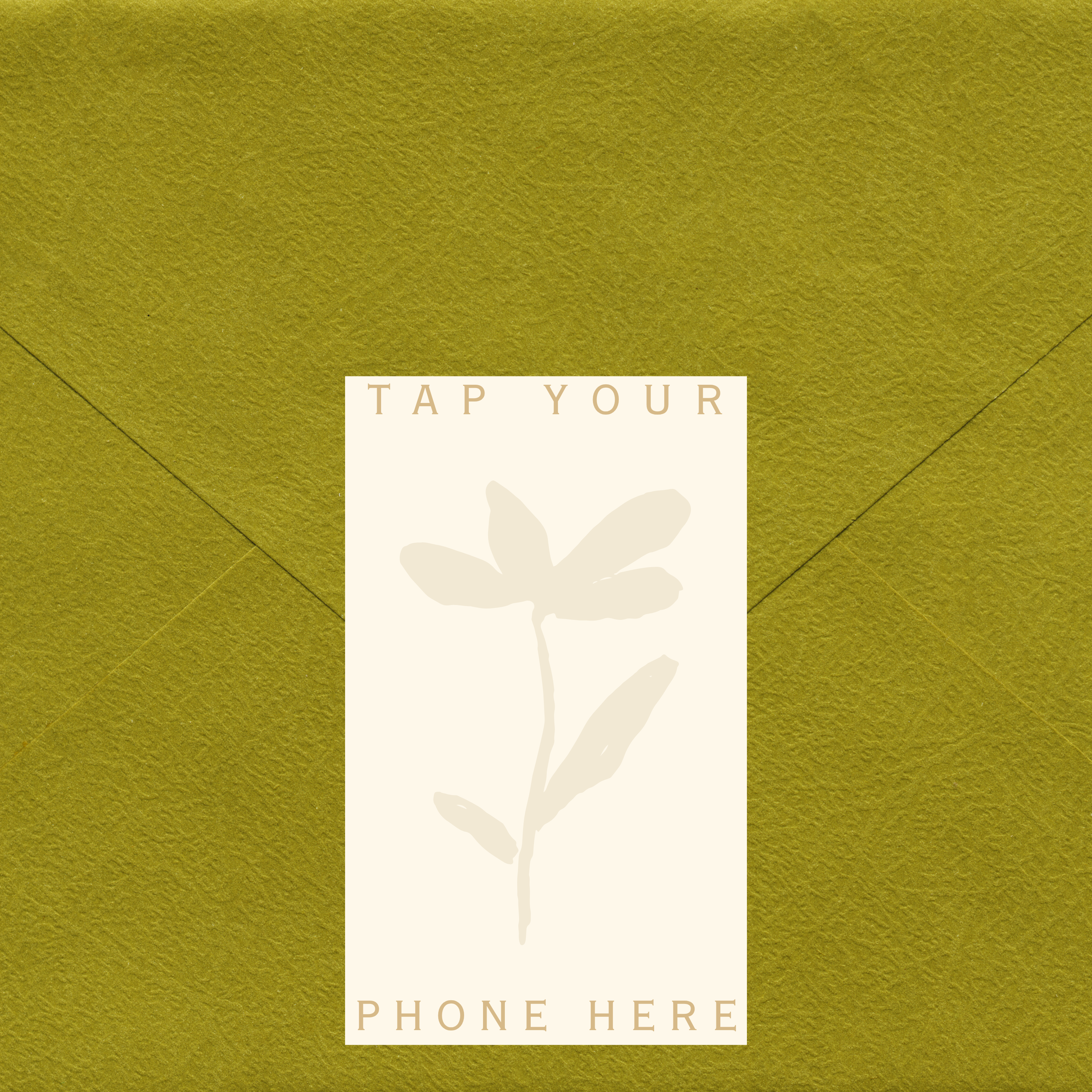 Neutral NFC RSVP stickers for wedding invitations with tap-to-RSVP technology and minimalist floral design